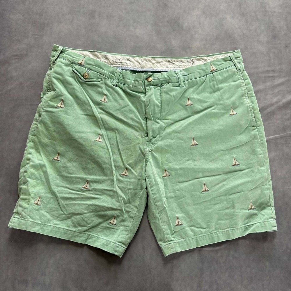 Polo Ralph Lauren Mens Green Sailboat Embroidered Chino Shorts Nautical Preppy
